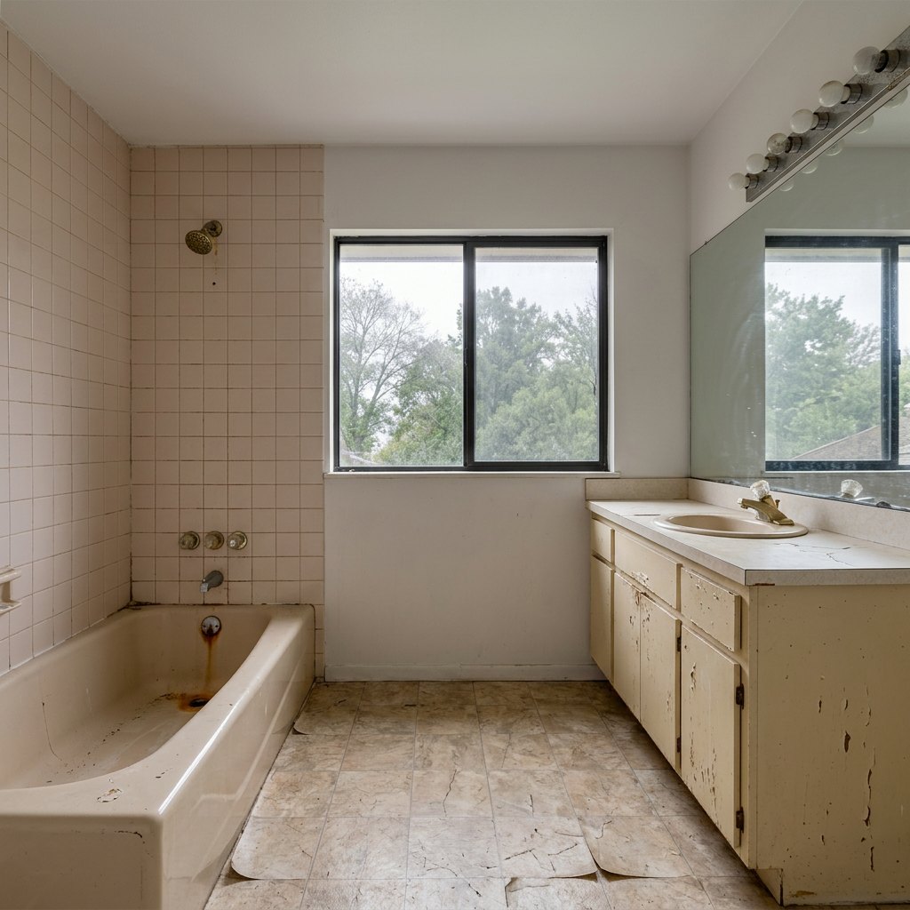 Primary Bath, Rebuilt before renovation