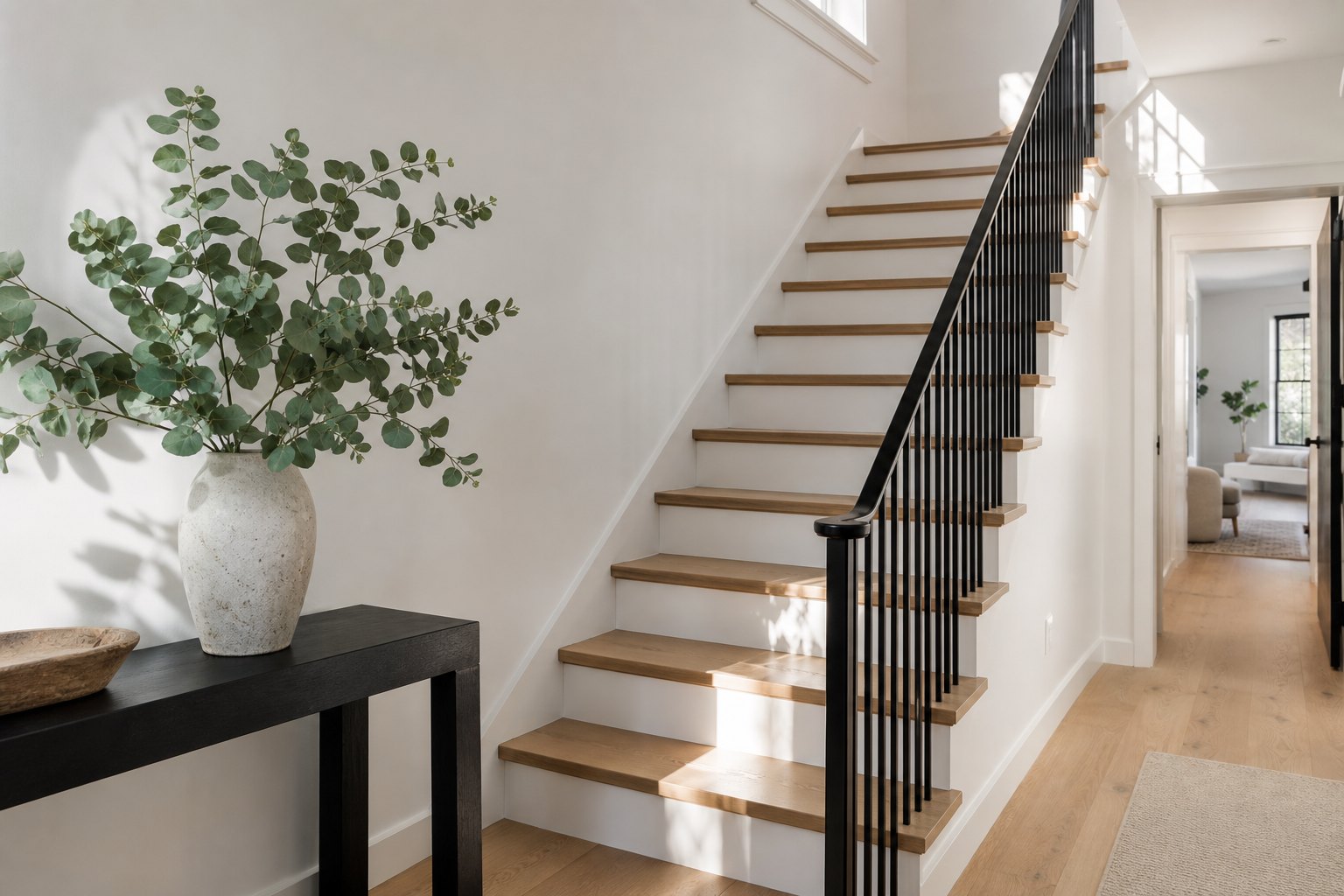 Renovated staircase detail in an Atlanta home